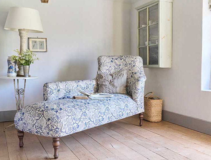 Anglesey chaise LHF in Spill Resistant RHS Gertrude Jekyll Navy